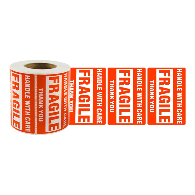 SJPACK 500 Fragile Stickers 1 Roll 2" x 3" Fragile - Handle with Care - Thank You Shipping Labels Stickers (500 Labels/Roll) - Image 1